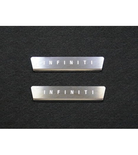 Накладки на задние пороги (лист шлифованный надпись Infiniti) 2шт