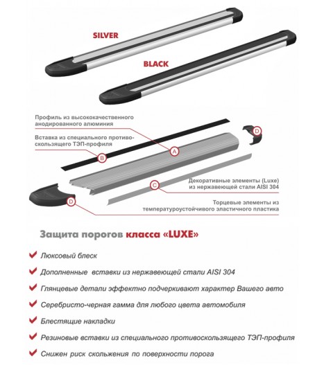 Пороги алюминиевые "Optima Black" черные