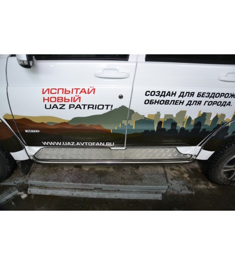 Защита порогов с алюм. площадкой 51мм